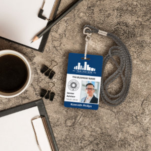 Prussian Blue Foto & 2 Logo's Personeels-ID Badge