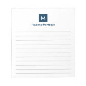 Prussian Blue Moderne Chic trendy monogram Notitieblok (Voorkant)