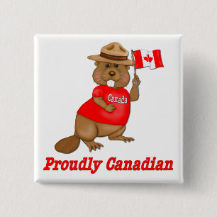 Pruwweg Canadese Beaver Vierkante Button 5,1 Cm