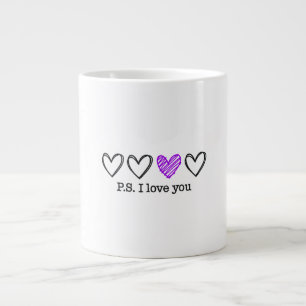PS I Love You Day Valentijnsdag Paarse Hart Extra Grote Beker