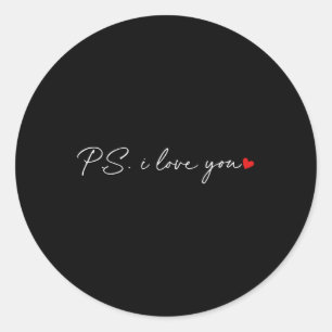 PS I Love You Day Valentijnsdag Paarse Hart Vrouwe Ronde Sticker