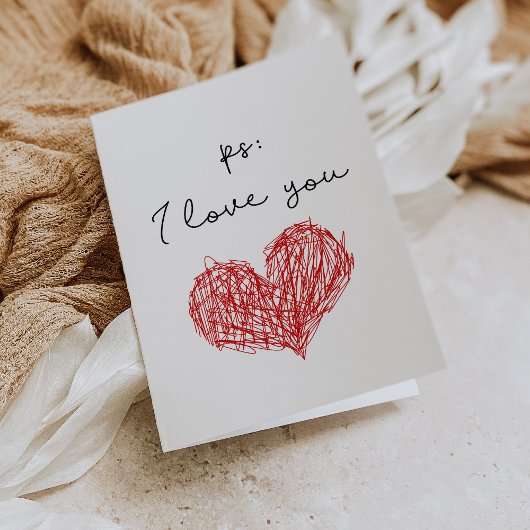 PS Je t'aime coeur Carte Saint Valentin