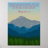 Psalm121 Bijbelvers Bergen Uitzicht Poster (Voorkant)