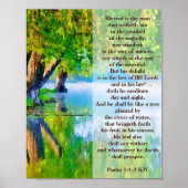Psalm1:1-3 Gezegeld is het Christelijke man Poster (Voorkant)