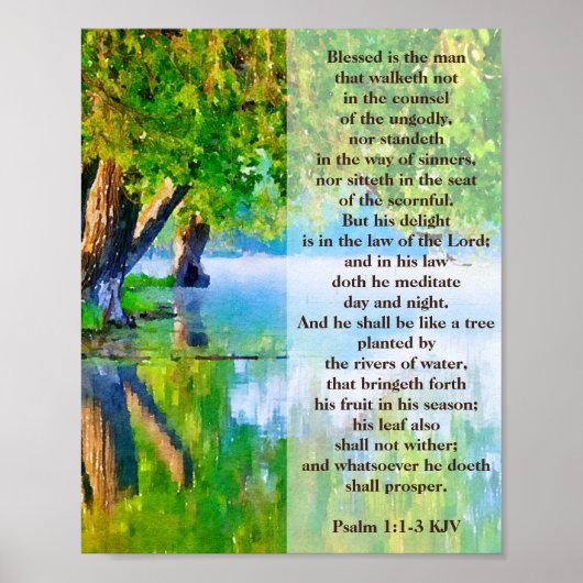 Psalm1:1-3 Gezegeld is het Christelijke man Poster (Voorkant)