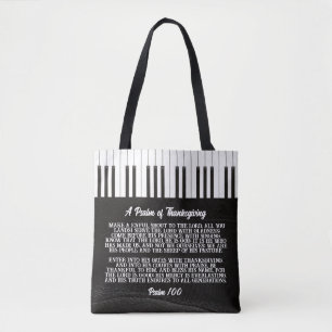 Psalm 100 met Afbeelding van Piano Key - zwart en Draagtas