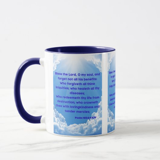 Psalm 103:2-4 KJV Bijbelscripts Pic Two-Tone Mok (Links)