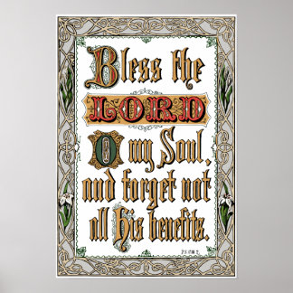 Psalm 103:2 Victoriaans Poster van de Manuscript