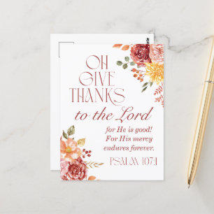 Psalm 107:1 Dank aan de Heer Bloemrijke Herfst Briefkaart