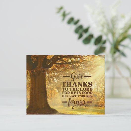 Psalm 107:1 Dank aan de HEER Dankzegging Briefkaart (Staand voorkant)