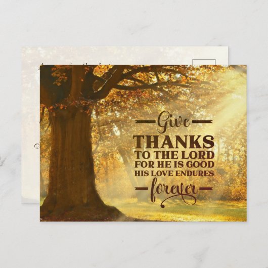 Psalm 107:1 Dank aan de HEER Dankzegging Briefkaart (Voorkant / Achterkant)