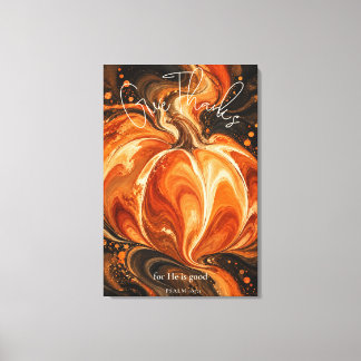 Psalm 107:1 Dank U Christelijk Pompoen Design Canvas Afdruk