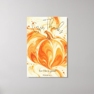 Psalm 107:1 Dank U Christelijk Pompoen Design Canvas Afdruk