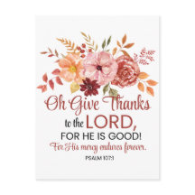 Psalm 107:1 O geef Bedankt aan de Here Floral Herf