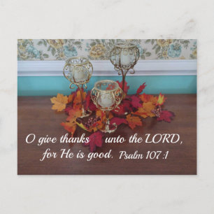 Psalm 107:1 O geeft dank aan de Heer, want Hij is Briefkaart