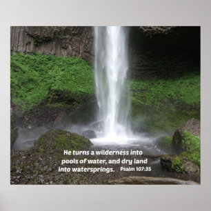 Psalm 107:35 Hij verandert een wildernis in... Poster