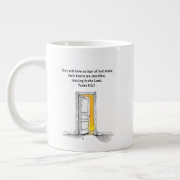 Psalm 112:7 Bible Verse Christian Gift Mug Extra Grote Beker