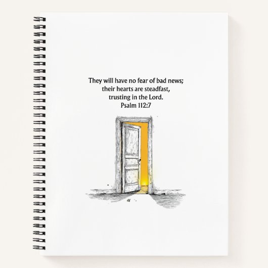 Psalm 112:7 Bible Verse Christian Journal Notebook Notitieboek (Voorkant)
