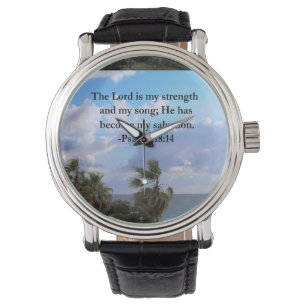 PSALM 118:14 SERENE OCEAAN FOTOONTWERP HORLOGE
