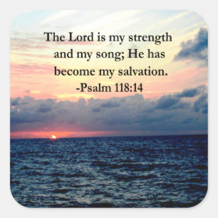  PSALM 118 14 ZONSOPGANG BOVEN DE OCEAAN VIERKANTE STICKER