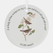 Psalm 118:24 Bijbelverse en Sparrow Paar Glas Ornament (Achterkant)