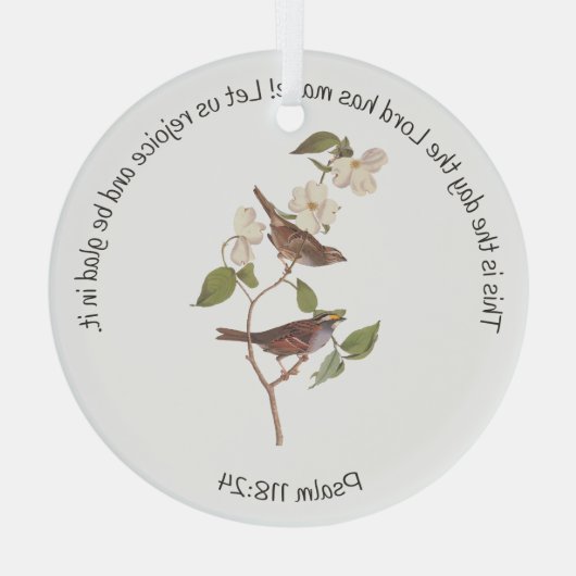 Psalm 118:24 Bijbelverse en Sparrow Paar Glas Ornament (Achterkant)