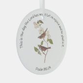 Psalm 118:24 Bijbelverse en Sparrow Paar Glas Ornament (Voorkant Rechts)