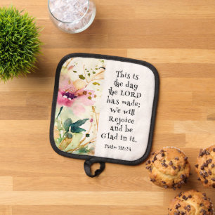 Psalm 118:24 Dit is de dag dat de Heer de Bijbel m Pannenlap