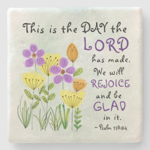 Psalm 118:24 Dit is de dag, Inspirerend Floral Stenen Onderzetter