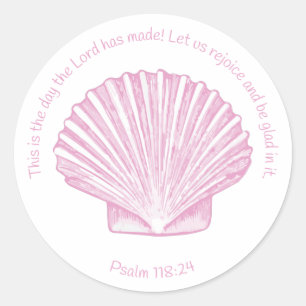 Psalm 118:24 Dit is de dag met Seashell Ronde Sticker