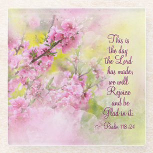 Psalm 118:24 Dit is de Dag van de Heer Glazen Onderzetter