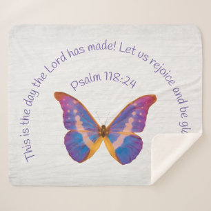 Psalm 118:24 en Waterverf Butterfly Sherpa Deken