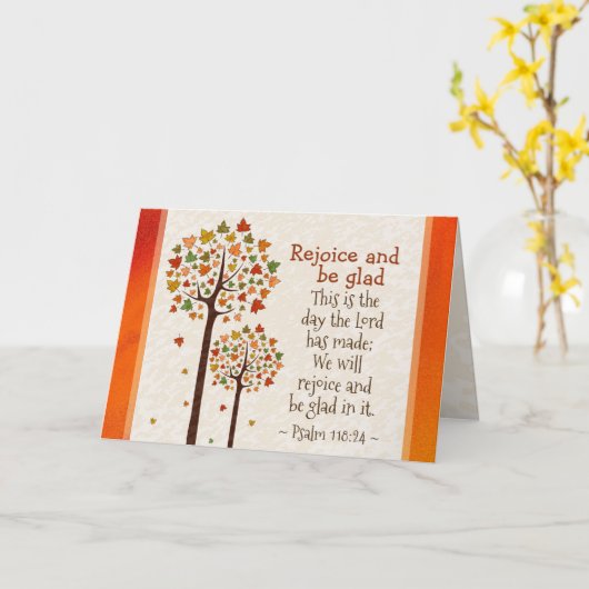Psalm 118:24 Rejoice and be Glad, Autumn Trees Kaart (Gele Bloem)