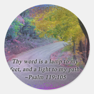 PSALM 119:105 DIE WOORDEN - LICHT NAAR MIJN PAD - RONDE STICKER