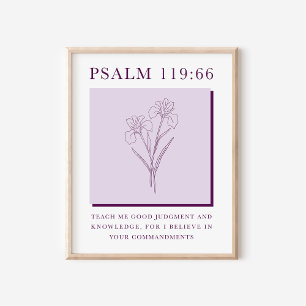 Psalm 119:66 Moderne christelijke Iris bloem Poster