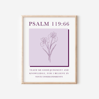 Psalm 119:66 Moderne christelijke iris bloem Poster