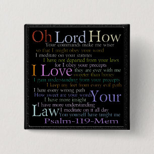 Psalm 119 Mem Stone tablet Vierkante Button 5,1 Cm