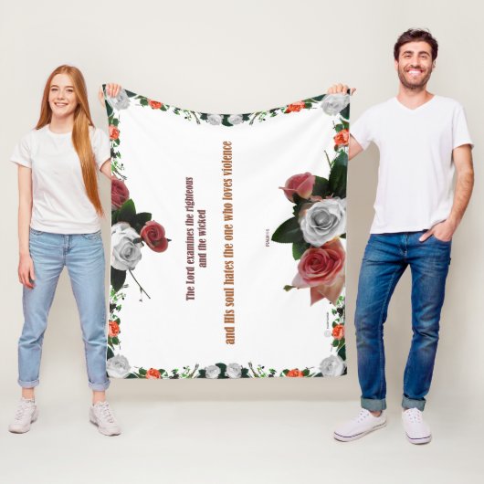 Psalm 11:5, geen geweld fleece deken (In situ)