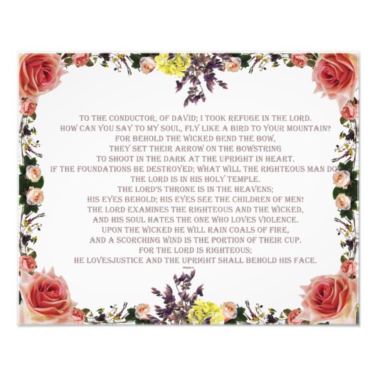 Psalm 11, The Lord Loved Justice Foto Afdruk (Voorkant)