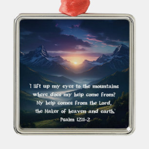Psalm 121:1-2 bergzonsondergang Christelijk geloof Metalen Ornament