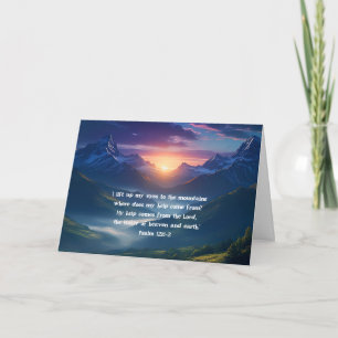 Psalm 121:1-2: Christelijk geloof bij zonsopgang Notitiekaartje