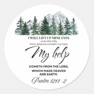 Psalm 121:1-2 Ik zal mijn ogen opheffen op de berg Ronde Sticker