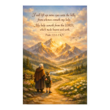 Psalm 121:1-2 KJV Bijbelposter | Christelijke Kuns