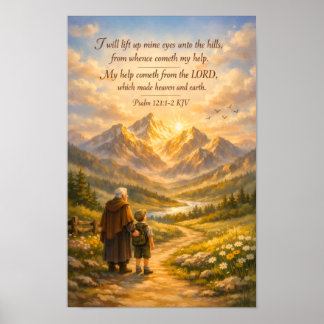 Psalm 121:1-2 KJV Bijbelposter | Christelijke Kuns Poster
