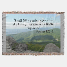 Psalm 121:1 Throw Blanket Blue Ridge Moutains Deken