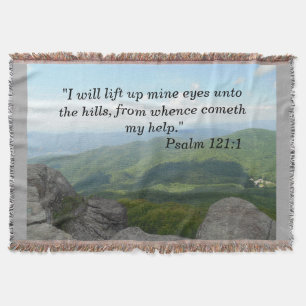 Psalm 121:1 Throw Blanket Blue Ridge Moutains Deken