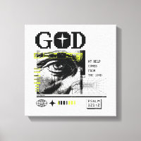 Psalm 121:2 Neon Lime Oog van God CRT Glitch Kunst