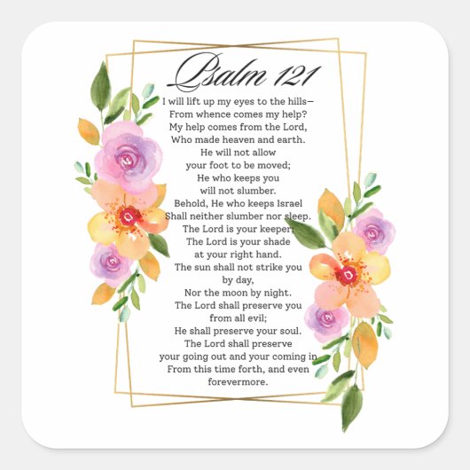 Psalm 121 Geometrisch Lijst Vierkante Sticker (Voorkant)