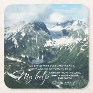 Psalm 121 Ik zal mijn ogen optillen naar de heuvel Vierkante Kartonnen Onderzetter