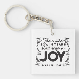 Psalm 126:5 Schrift Typografie – Oogsten in Blijds Sleutelhanger